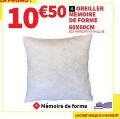 oreiller memoire de forme 60x60cm
