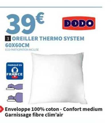 oreiller thermo system 60x60cm dodo