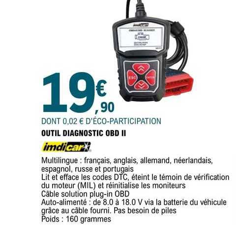 outil diagnostic obd ii imdicar