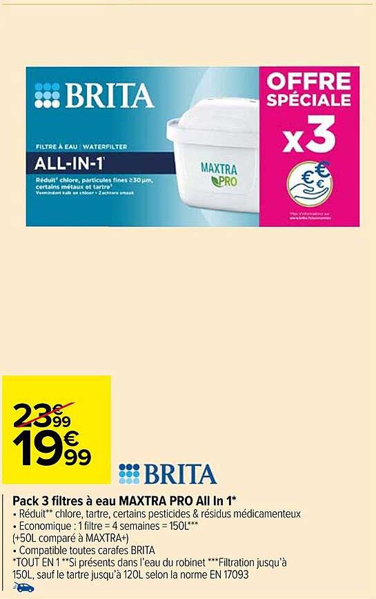 pack 3 filtres à eau maxtra pro all in 1 brita