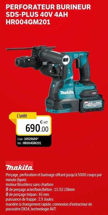 perforateur burineur sds-plus 40v 4ah hr004gm201