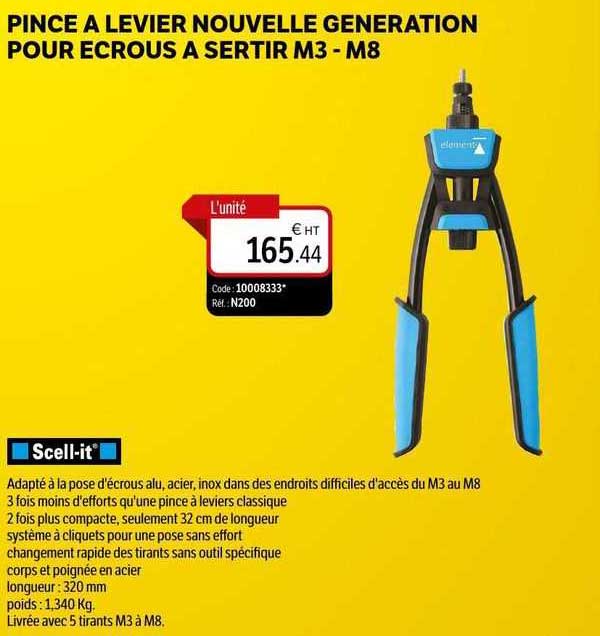 pince à levier nouvelle generation pour ecrous à sertir m3 - m8 scell-it