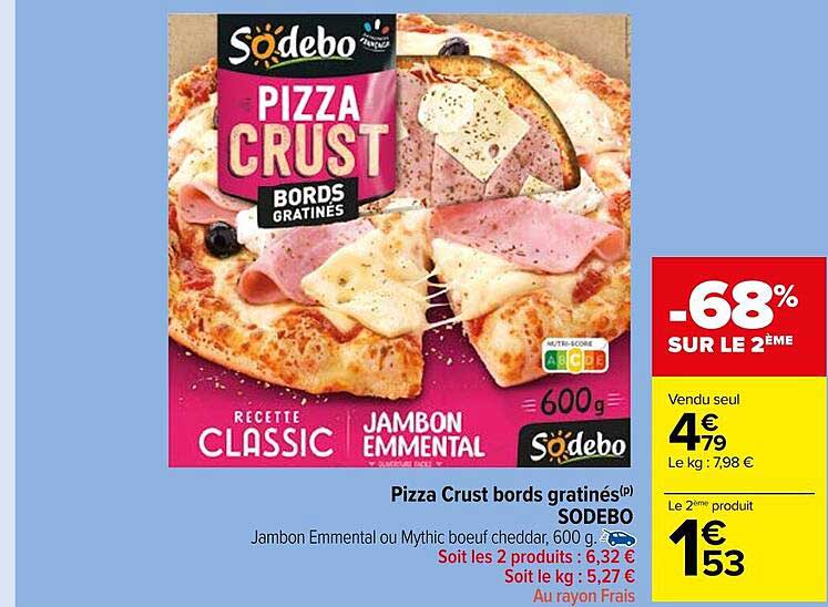 pizza crust bords gratinés sodebo