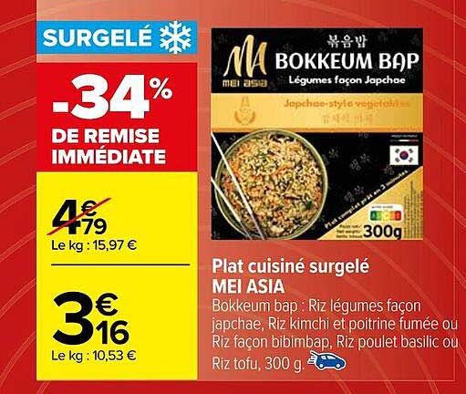 plat cuisiné surgelé mei asia