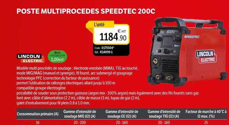 poste multiprocedes speedtec 200c lincoln electric