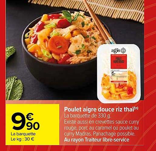 poulet aigre douce riz thai