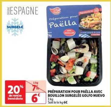 préparation pour paëlla avec bouillon surgelée golfo nuevo