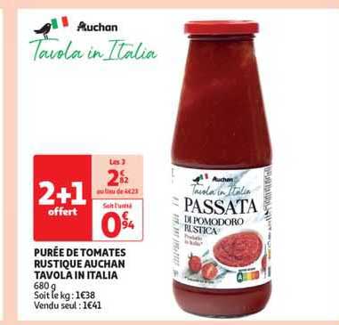 purée de tomates rustique auchan tavola in italia