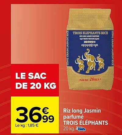 riz long jasmin parfumé trois éléphants
