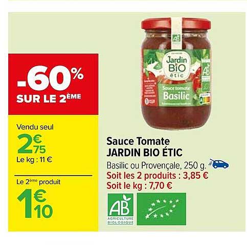 Sauce Tomate Jardin Bio étic