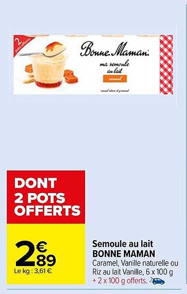 semoule au lait bonne maman