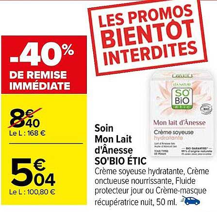 soin mon lait d'ânesse so'bio étic