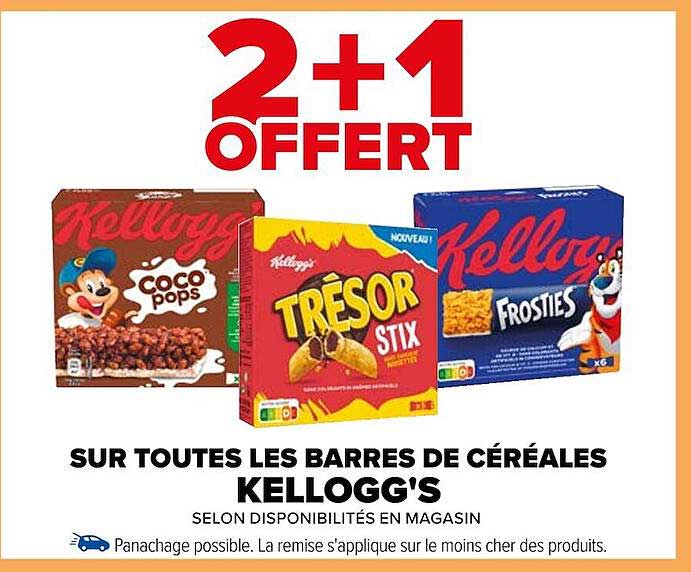 sur toutes les barres de céréales kellogg's