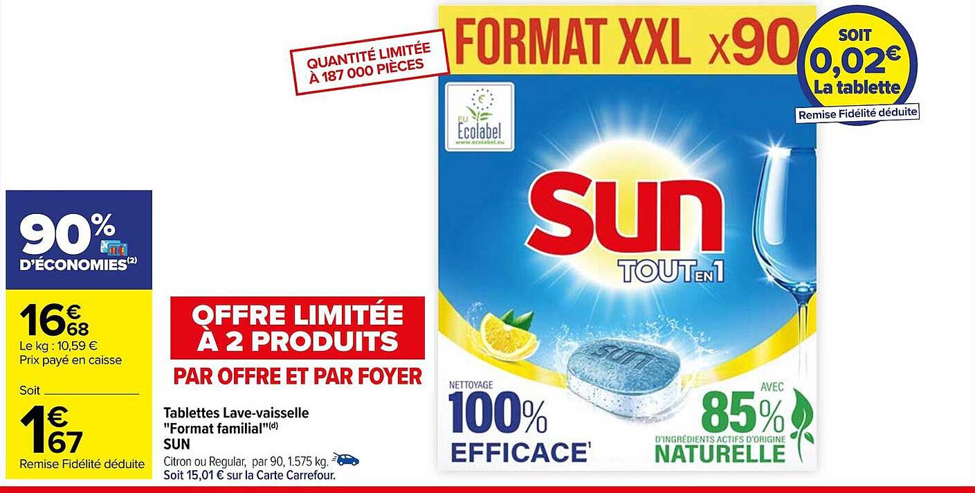 Tablettes Lave-vaisselle "format Familial" Sun