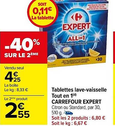 tablettes lave-vaisselle tout en 1 carrefour expert