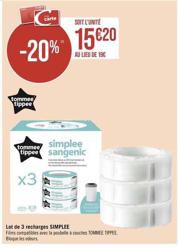 tommee tippee lot de 3 recharges simplee