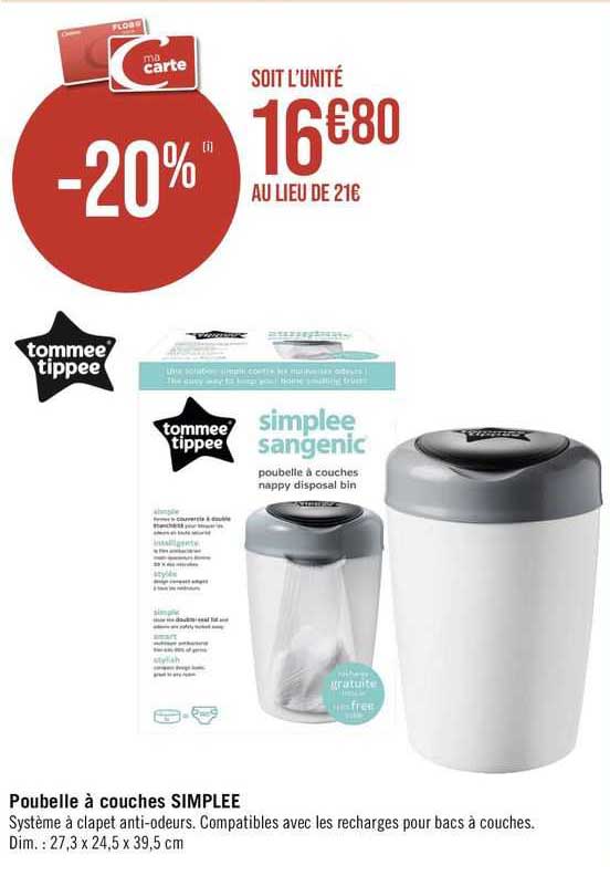 tommee tippee poubelle à couches simplee