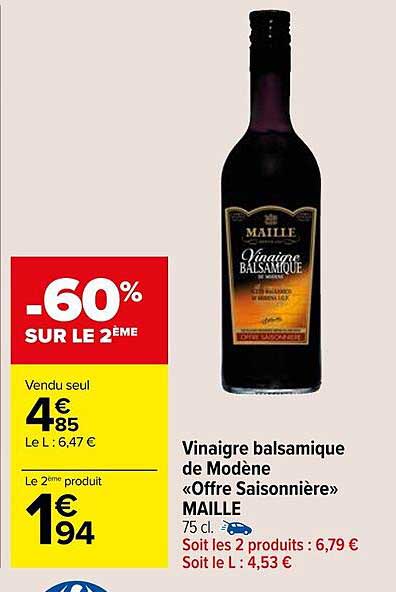 vinaigre balsamique de modène «offre saisonnière» maille