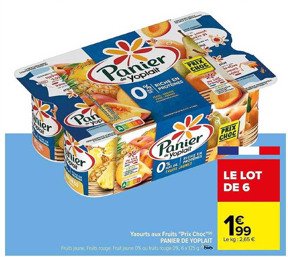yaourts aux fruits "prix choc" panier de yoplait