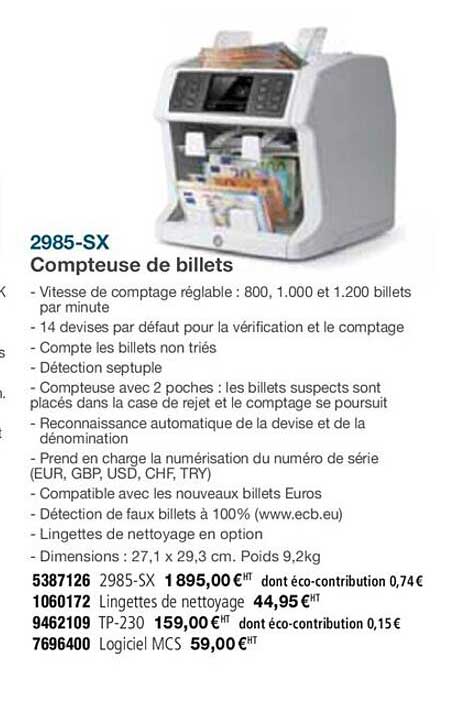 2985 sx compteuse de billets
