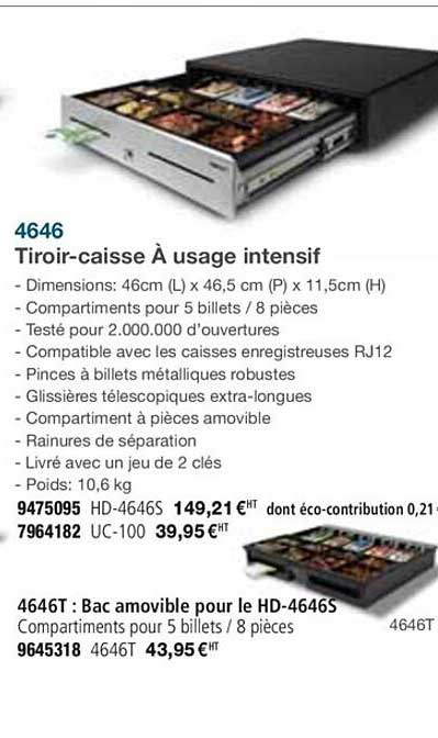 4646 tiroir caisse à usage intensif