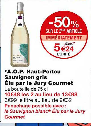a.o.p. haut-poitou sauvignon gris élu par le jury gourmet