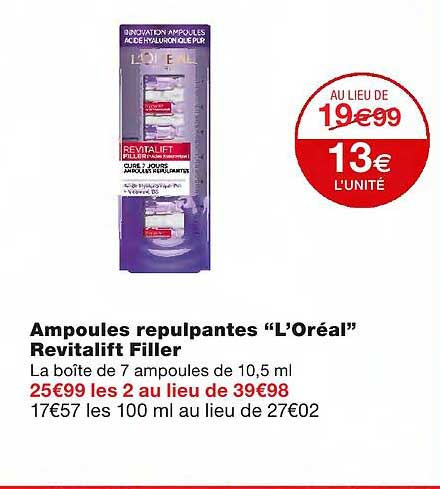 ampoules repulpantes "l'oréal" revitalift filler