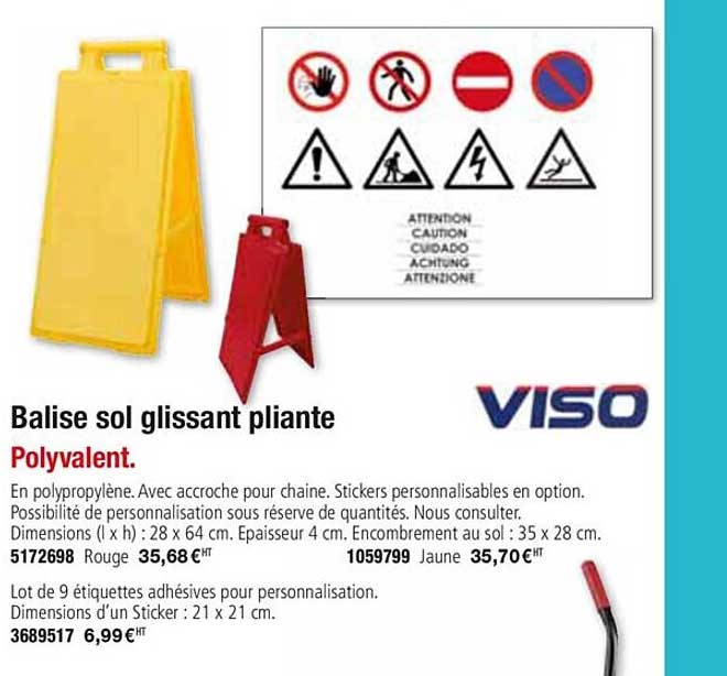 balise sol glissant pliante viso