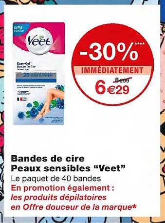 bandes de cire peaux sensibles "veet"