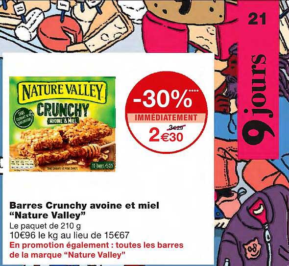 barres crunchy avoine et miel "nature valley"