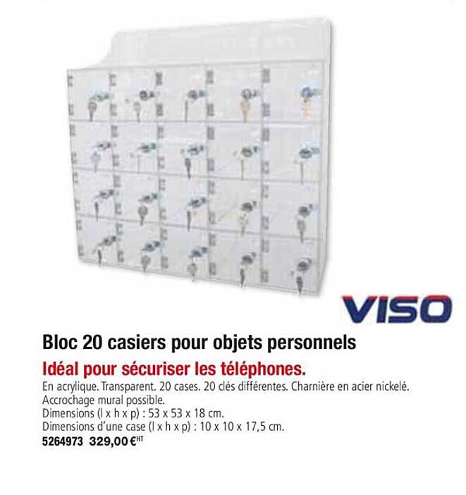 bloc 20 casiers pour objets personnel viso