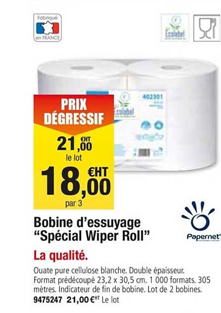bobine d'essuyage spécial wiper roll papernet