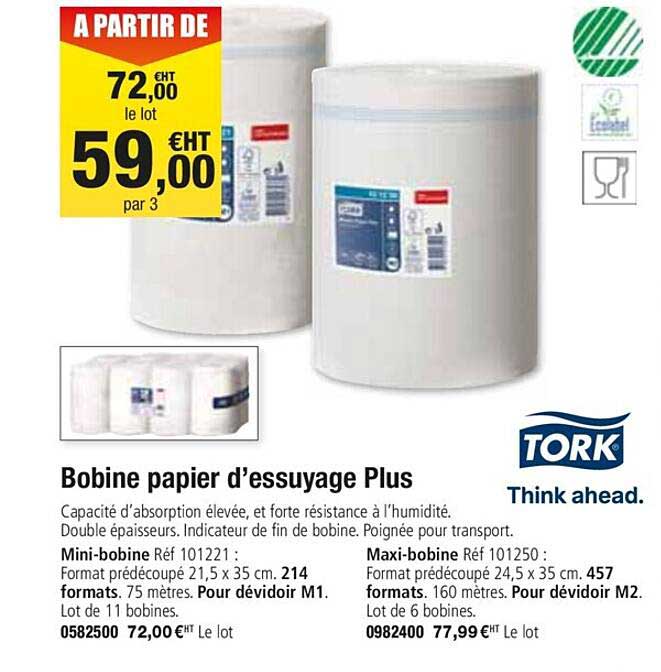 bobine papier d'essuyage plus tork