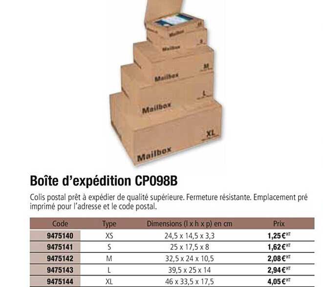 boîte d'expédition cp098b