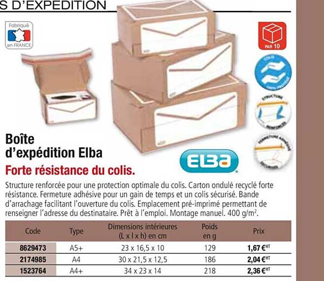 boîte d'expédition elba