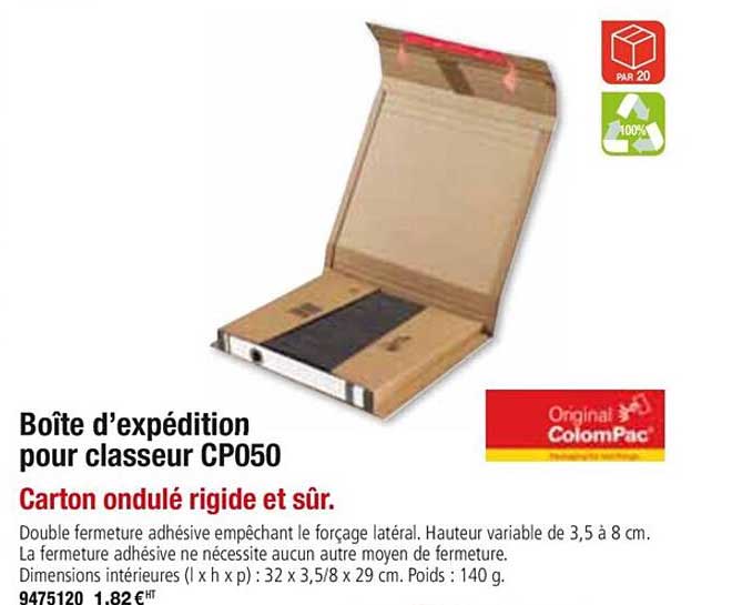 boîte d'expédition pour classeur cp050