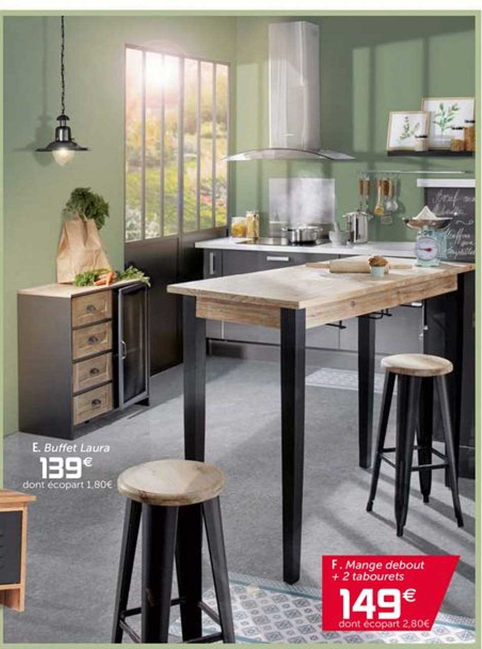 buffet laura mange debout + 2 tabourets
