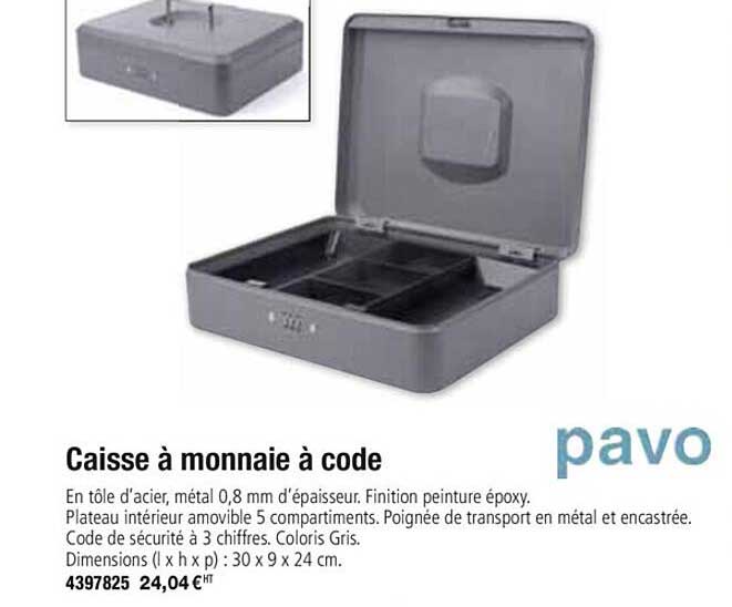 caisse à monnaie à code