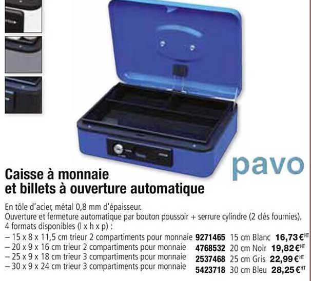 caisse à monnaie et billets à ouverture automatique