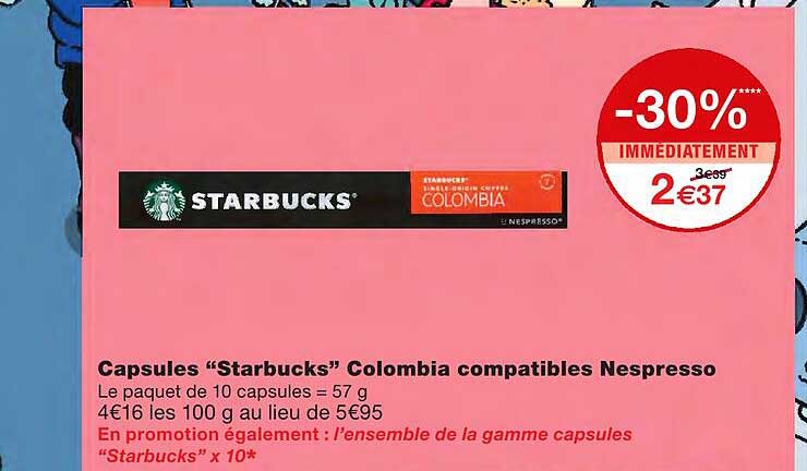 capsules "starbucks" colombia compatibles nespresso