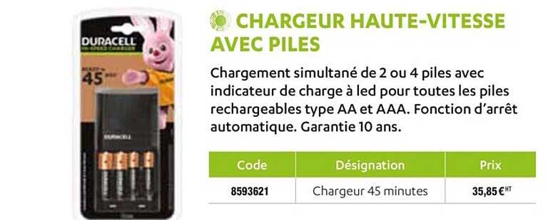 chargeur haute vitesse avec piles