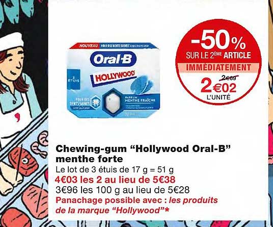 chewing-gum "hollywood oral-b" menthe forte