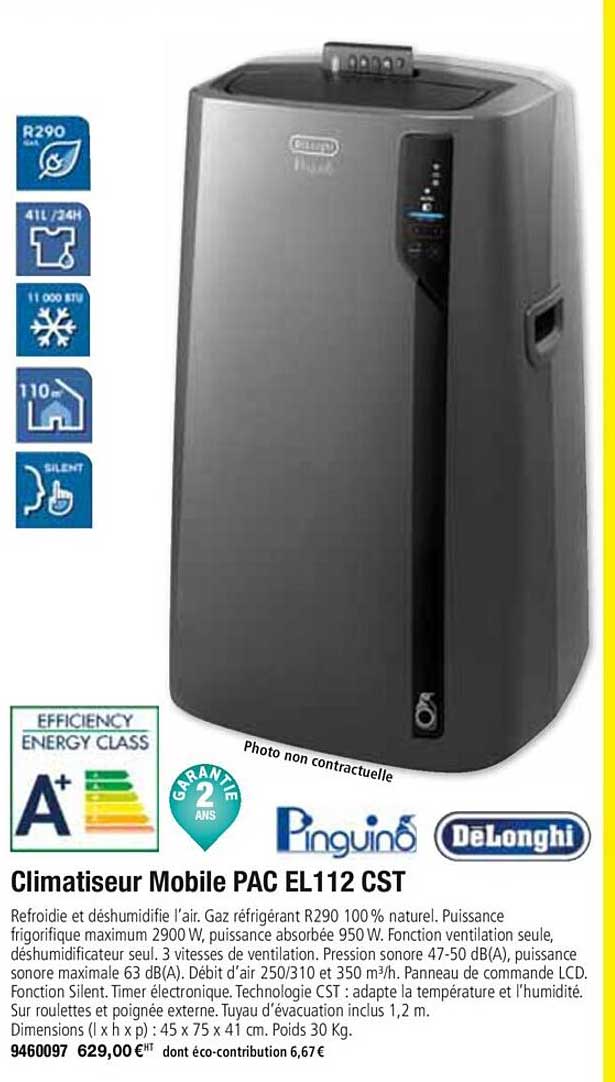 Climatiseur Mobile Pac El112 Cst Pinguinó Delonghi