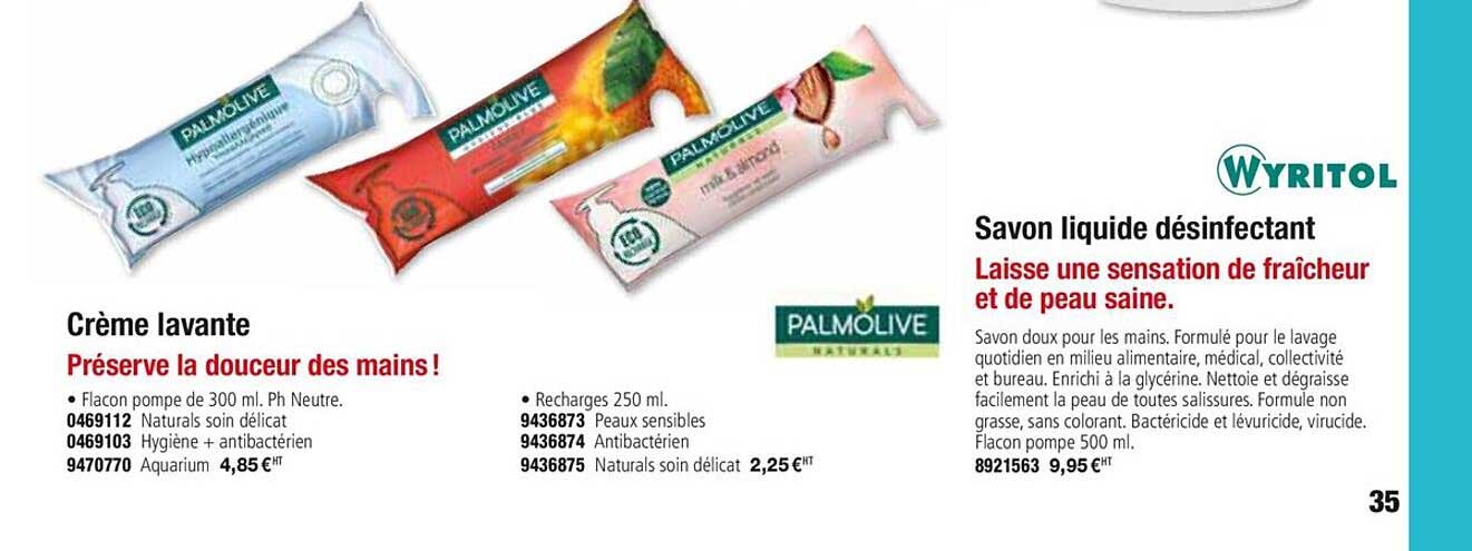 crème lavante palmolive savon liquide désifectant wyritol