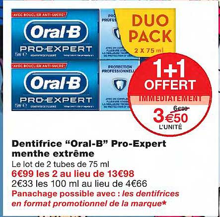 dentifrice "oral-b" pro-expert menthe extrême