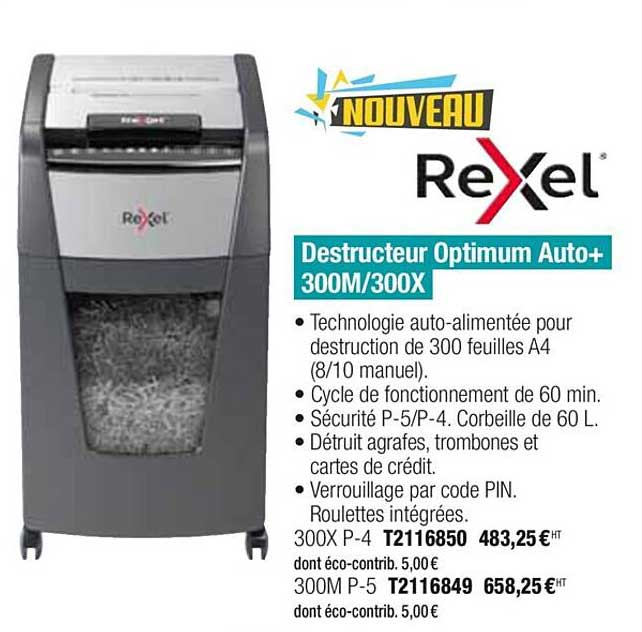 destructeur optimum auto+ 300m 300x rexel