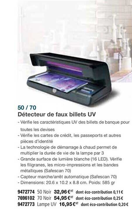 détecteur de faux billets uv