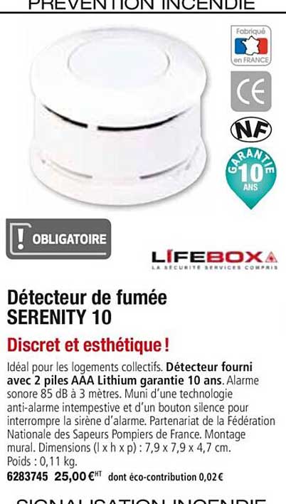 détecteur de fumée serenity 10 lifebox