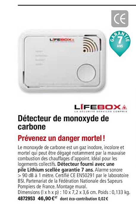 détecteur de monoxyde de carbone lifebox