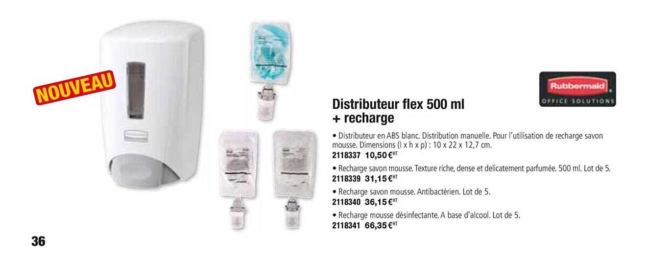 distributeur flex 500 ml + recharge rubbermaid